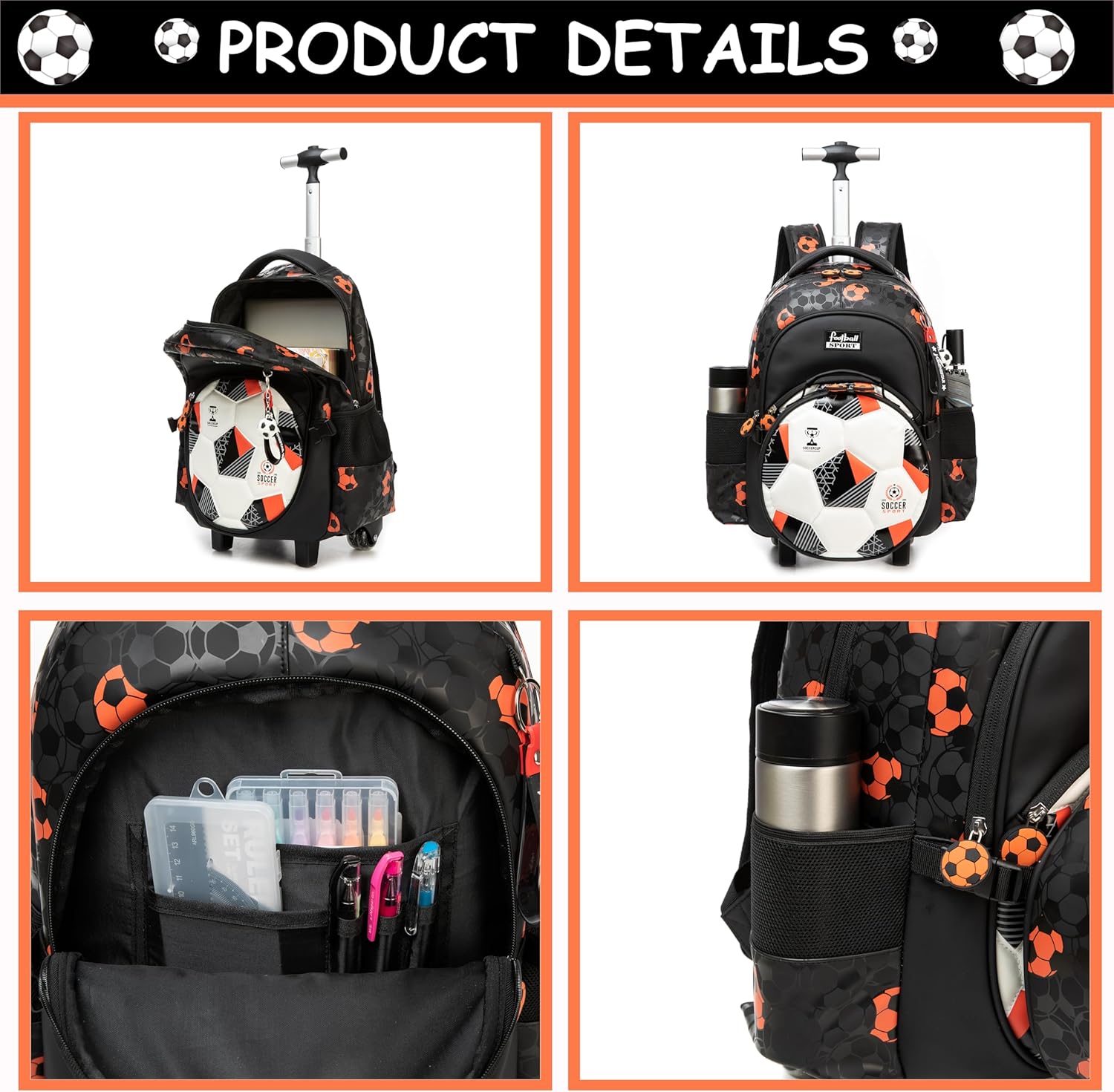 Rolling Backpack Boys Backpacks with Wheels for School Rolling Backpack for Kids Backpacks with Lunch Bag Carry on Bookbag with Wheels for Kids