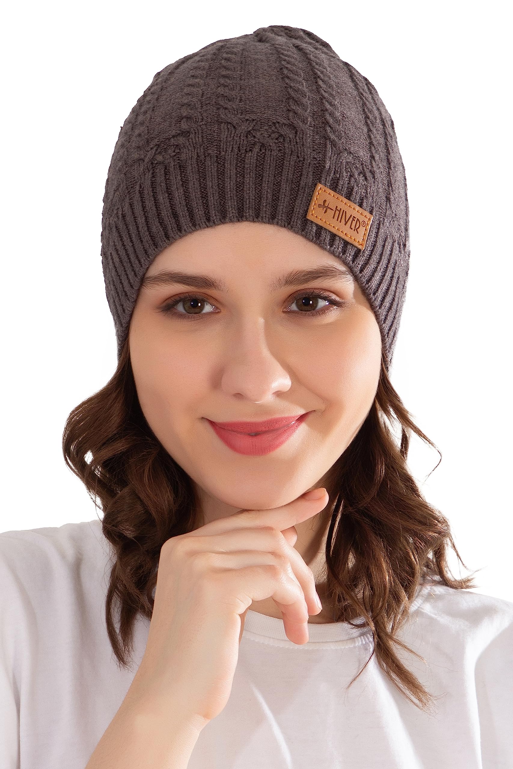 Acrylic Switz Winter Cap for Women Fleece Lined Beanie Knit Chunky Womens Snow Cap | Womens Knit Cuffed Beanie Cap Stretch Ribbed Acrylic Winter Ski Cap | Free Size-image-39