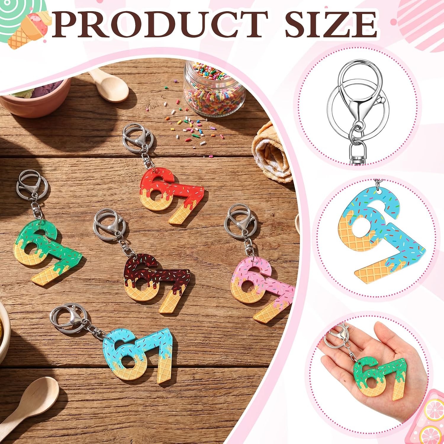 Nosiny 5 Pcs 67 Meme Keychains Acrylic 67 Popular Saying Funny Six Seven Internet Meme Keychains Backpack Charm Accessory image 3