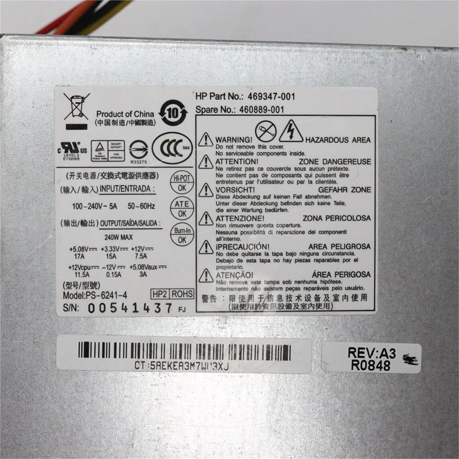 for PC6014 Power Supply DPS-240MB-1A 437352-001 437798-001 dc7800 SFF 240W