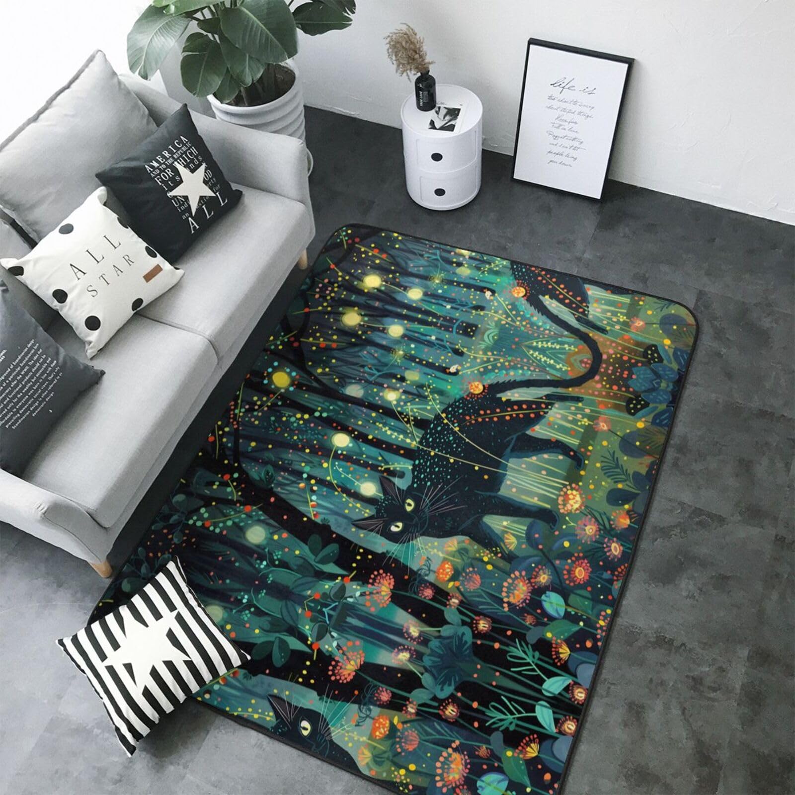 Tapis d'intérieur doux lavable pour chambre et salon au motif mystique