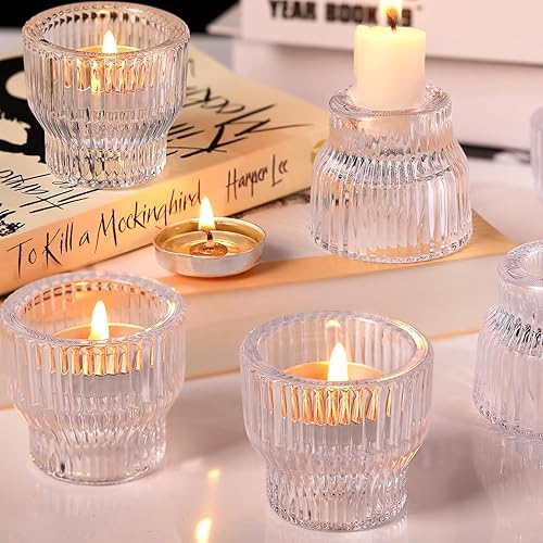 Miniatura 4 de 12 portavelas transparentes cónicos, portavelas de cristal, portavelas de té para centros de mesa de boda de otoño, decoración de mesa, portavelas