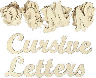 3 Inch 284 Pieces Wooden Letters Unfinished Wood Letters for Crafts Cursive Alphabets with Extras