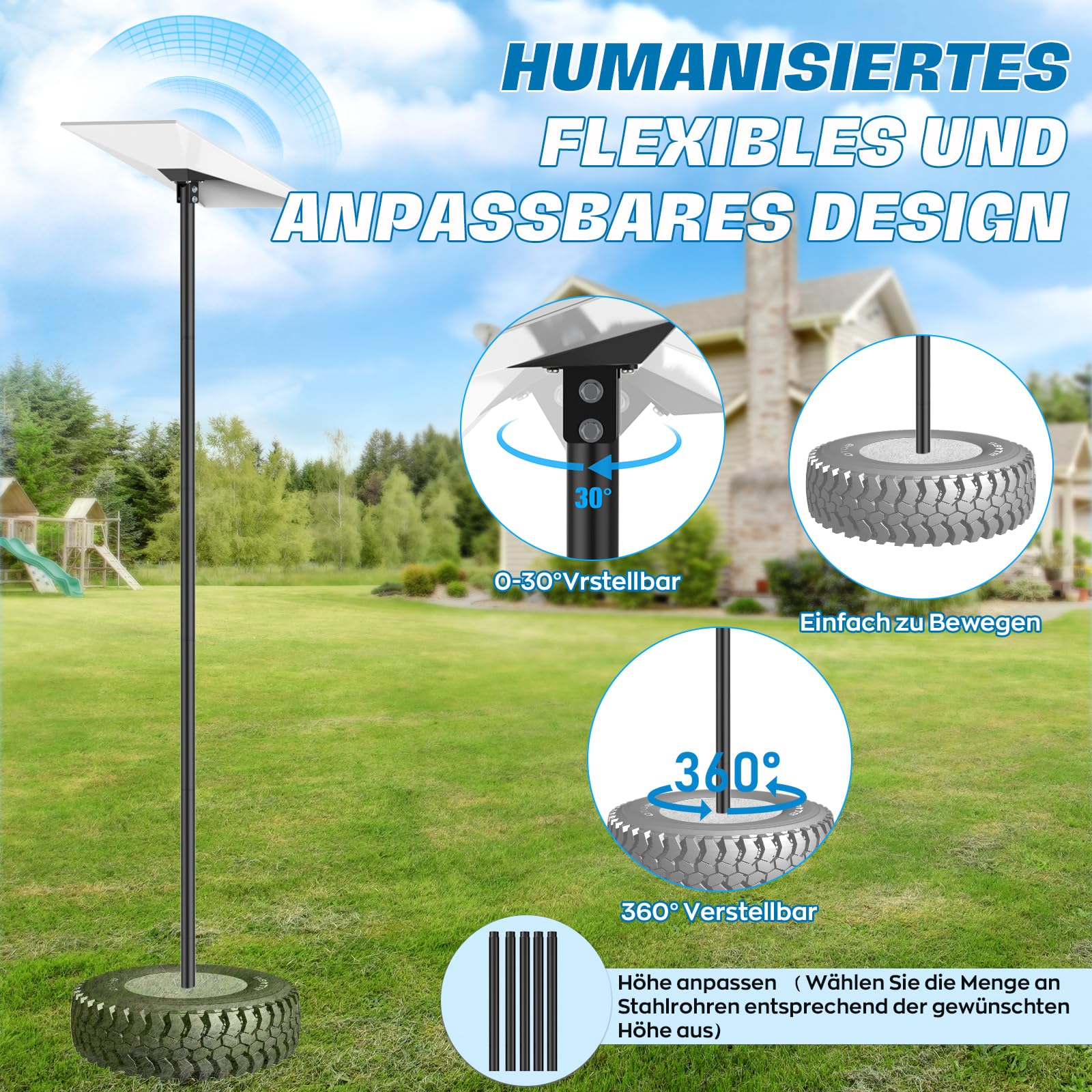 IMAYCC Kit de Support Starlink Gen 3 Longue, 7.9FT Réglable Starlink Ground Pole Mount Gen 3 avec Adaptateur de Tube StarlinkGen 3 Internet Standard pour Cour Jardin Extérieur