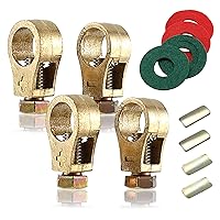 Vista 1 de OwnMy 2 pares de clips de conexión de batería de cobre puro para terminales de batería de automóvil, clips con arandelas, conector de terminal