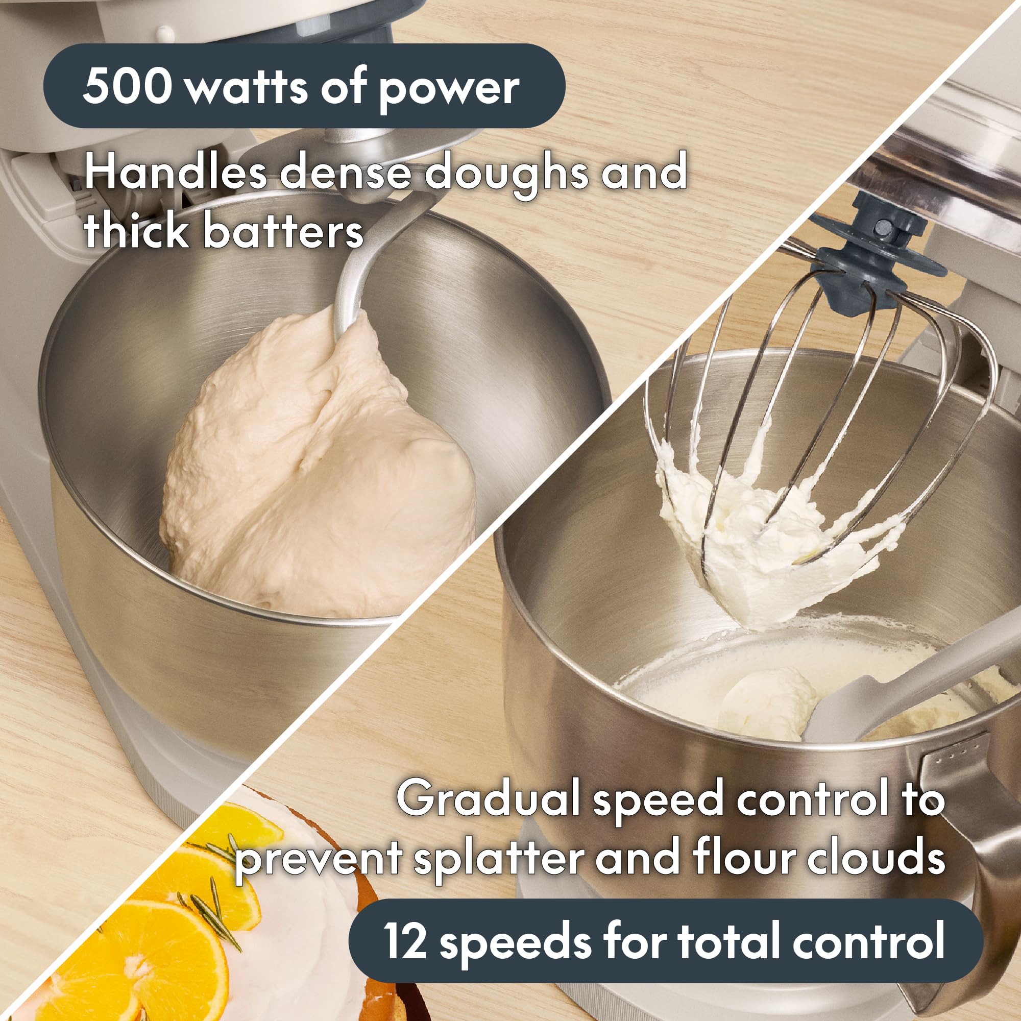 bella STIR 5.3Qt Tilt-Head Stand Mixer, 12-Speed Countertop Mixer, Oatmilk view 3
