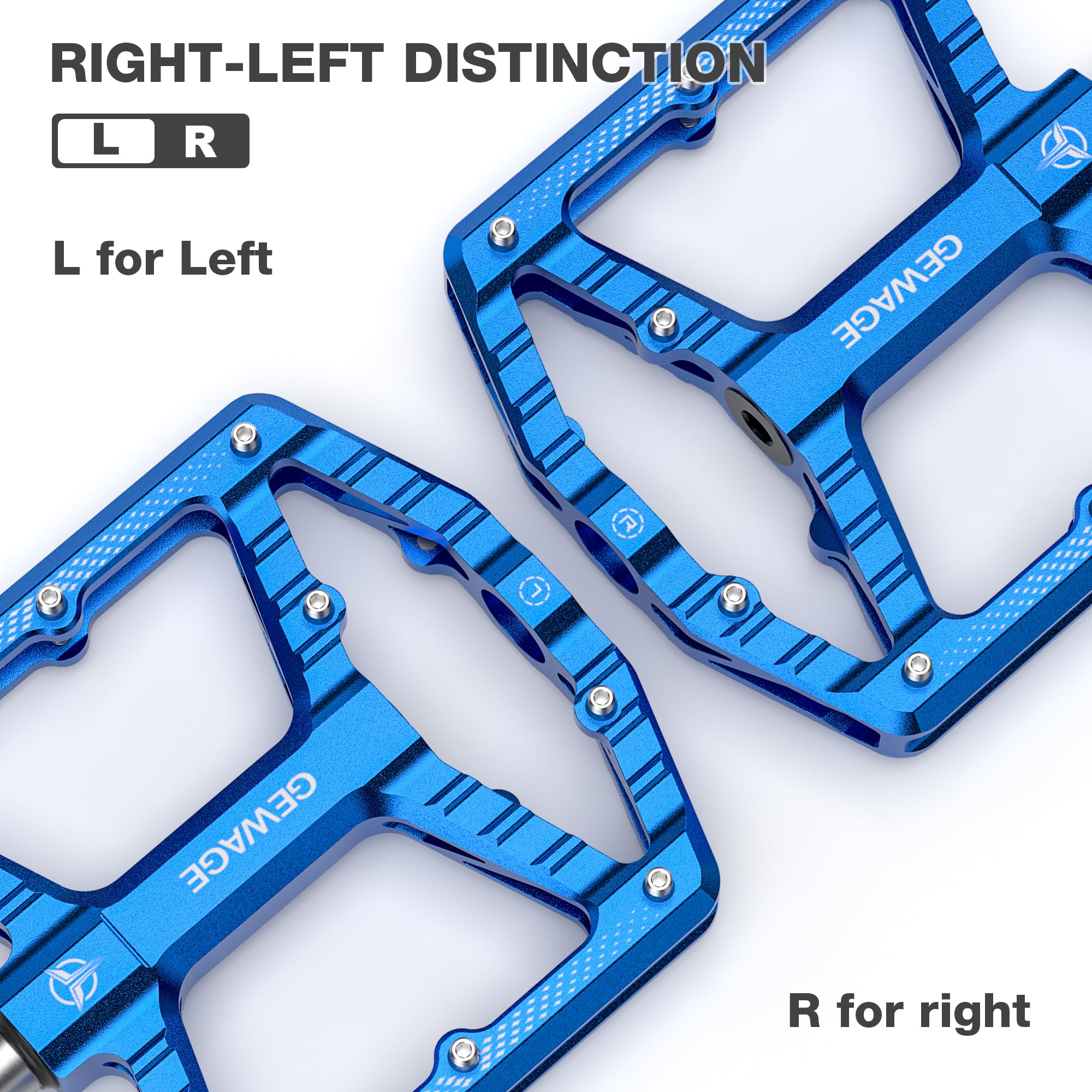 GEWAGE Pedales MTB – Aluminio mecanizado CNC, Gran Superficie de Apoyo,rodamiento de Agujas + rodamiento 638, Arenado & anodizado, Ideal para Mountain Bike & Gravel
