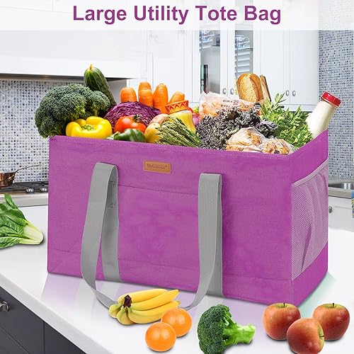 Miniatura 3 de Bolsa de alimentos reutilizable, bolsa tote extragrande para mujeres, plegable, bolsa de la compra grande para alimentos, almacenamiento, pícnics,