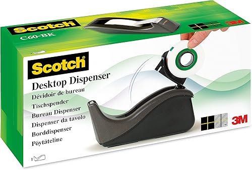 Scotch Dispensador de cinta de escritorio – Base antideslizante con peso, recargable, para oficina, escuela, hogar, manualidades