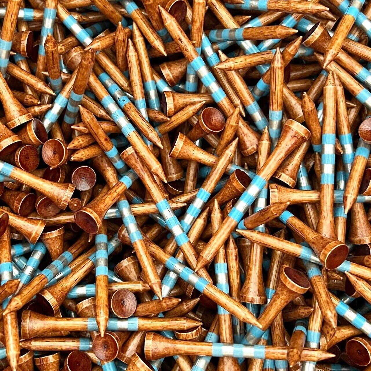 (2.75") Premium Bamboo Golf Tees Dark Stain w/Colored Stripes