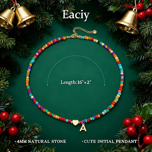 Miniatura 5 de Regalos de Navidad para nietos, adolescentes, niñas y mujeres, collar de cuentas coloridas con inicial, regalos de moda, gargantilla con letras