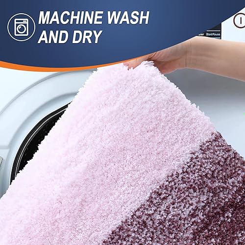 Miniatura 216 de OLANLY Juego de 2 alfombras de baño de 2 piezas, alfombras de baño de microfibra suave y absorbente y alfombra de inodoro con contorno