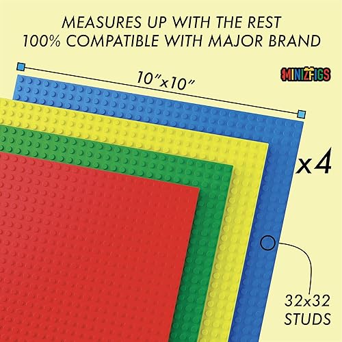 Miniatura 3 de Placa clásica de ladrillo de construcción de 2 lados de 10 x 10 pulgadas, paquete de 4 para ladrillos de juguete, aula, mesa de exhibición,