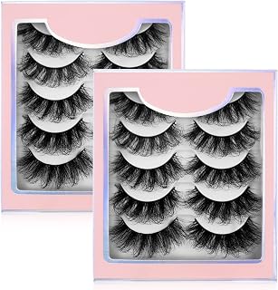 Sibba Multi-layered 5D Lashes False Eyelashes 10 Pairs Dramatic 20 mm Faux Mink Fake Lashes Pack Wispy Long Thick High Crossed Volume Fluffy Eyelash Extension Strip Eye Makeup,black,5 Pair,Pack of 2