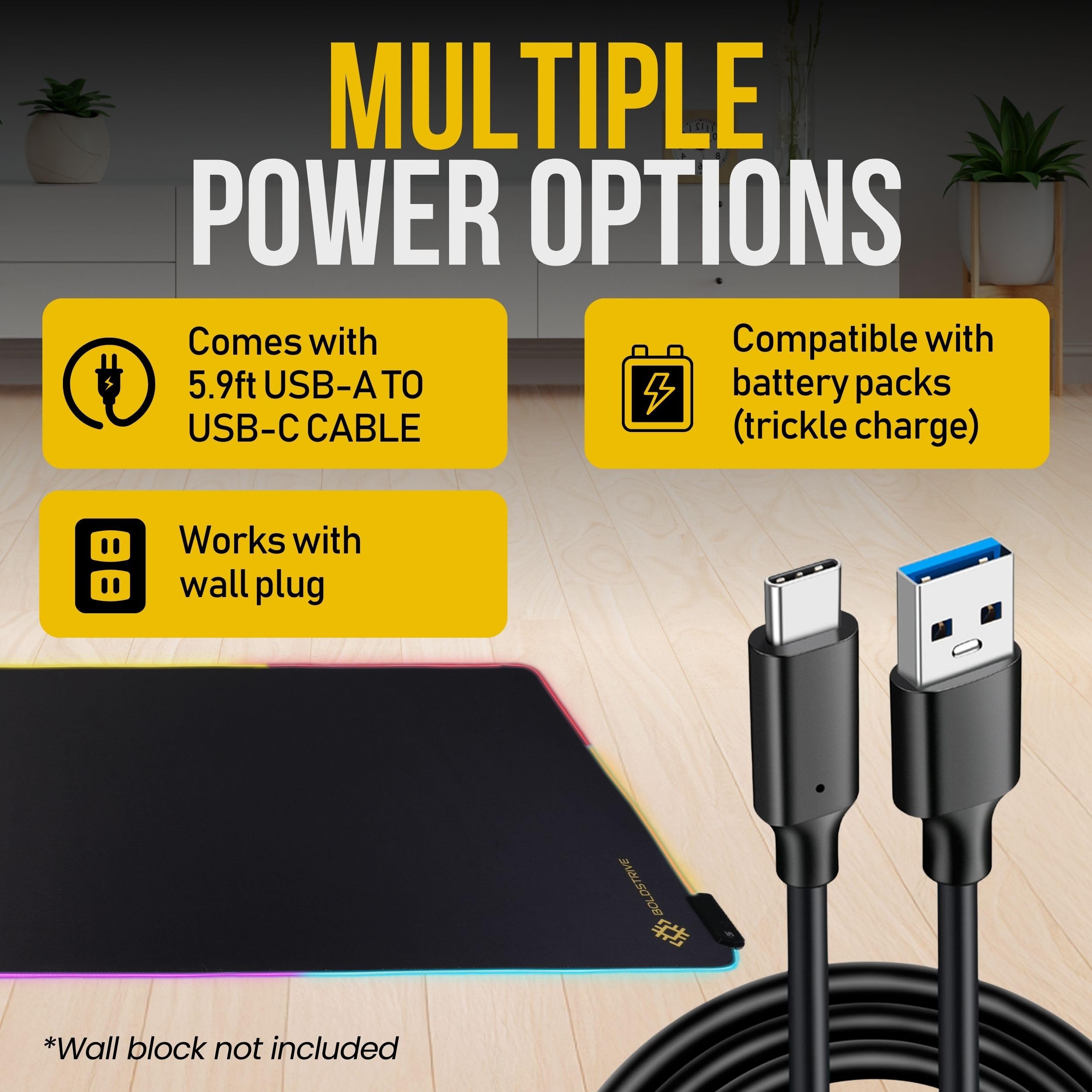 LED Exercise Equipment Mat 24x48in / 30x60in - Stylish Non-Slip Floor Protection for Spin Bikes, Walking Pads, and Ellipticals - Exercise Bike Mat, Peloton Bike Mat, Peloton accessories