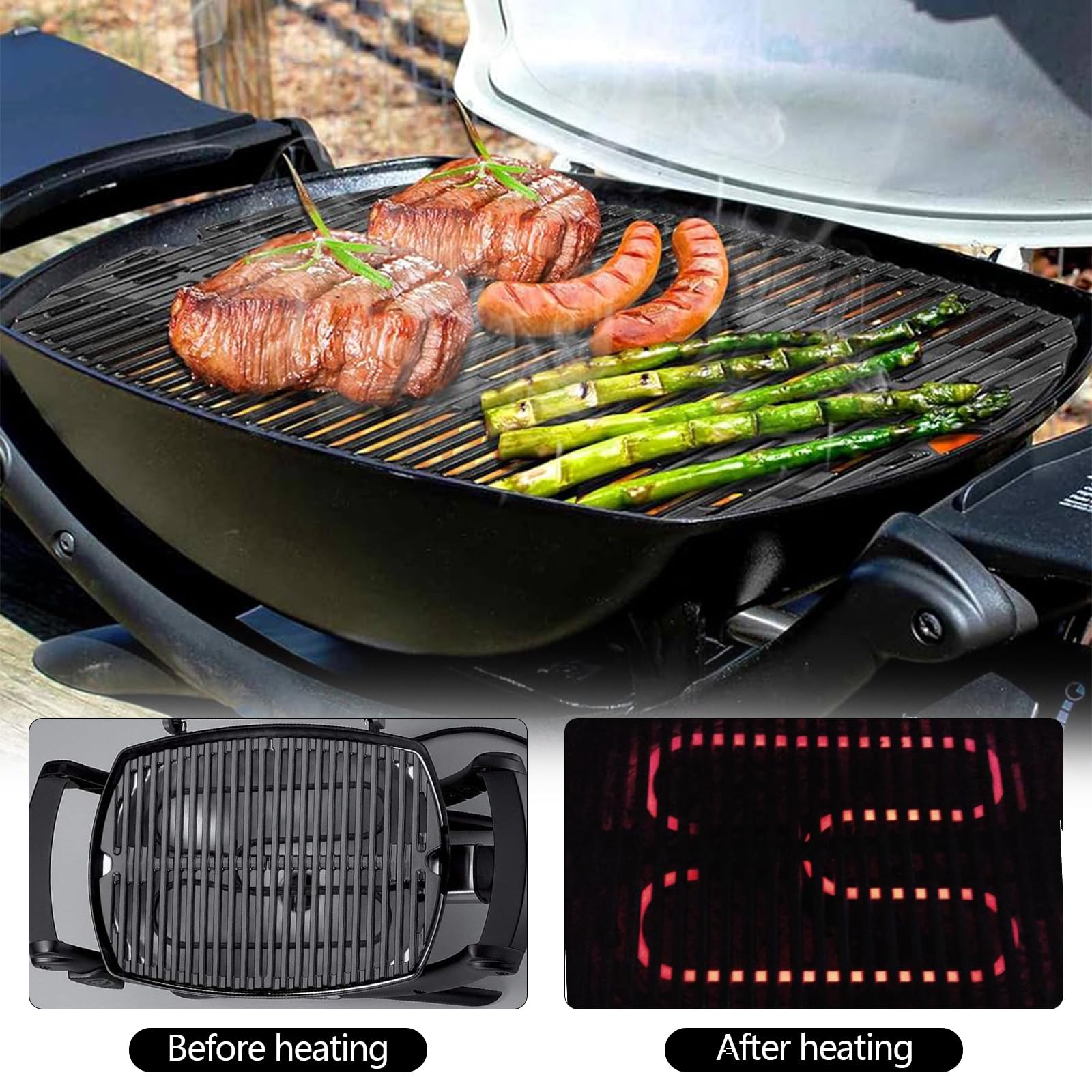 éLément Chauffant Rechange Pour Weber Barbecues éLectriques Q140 Et Q1400 Séries 66631 80342 80343 65620 éLément Chauffant En Acier Inoxydable Résistance De 230V 2200W