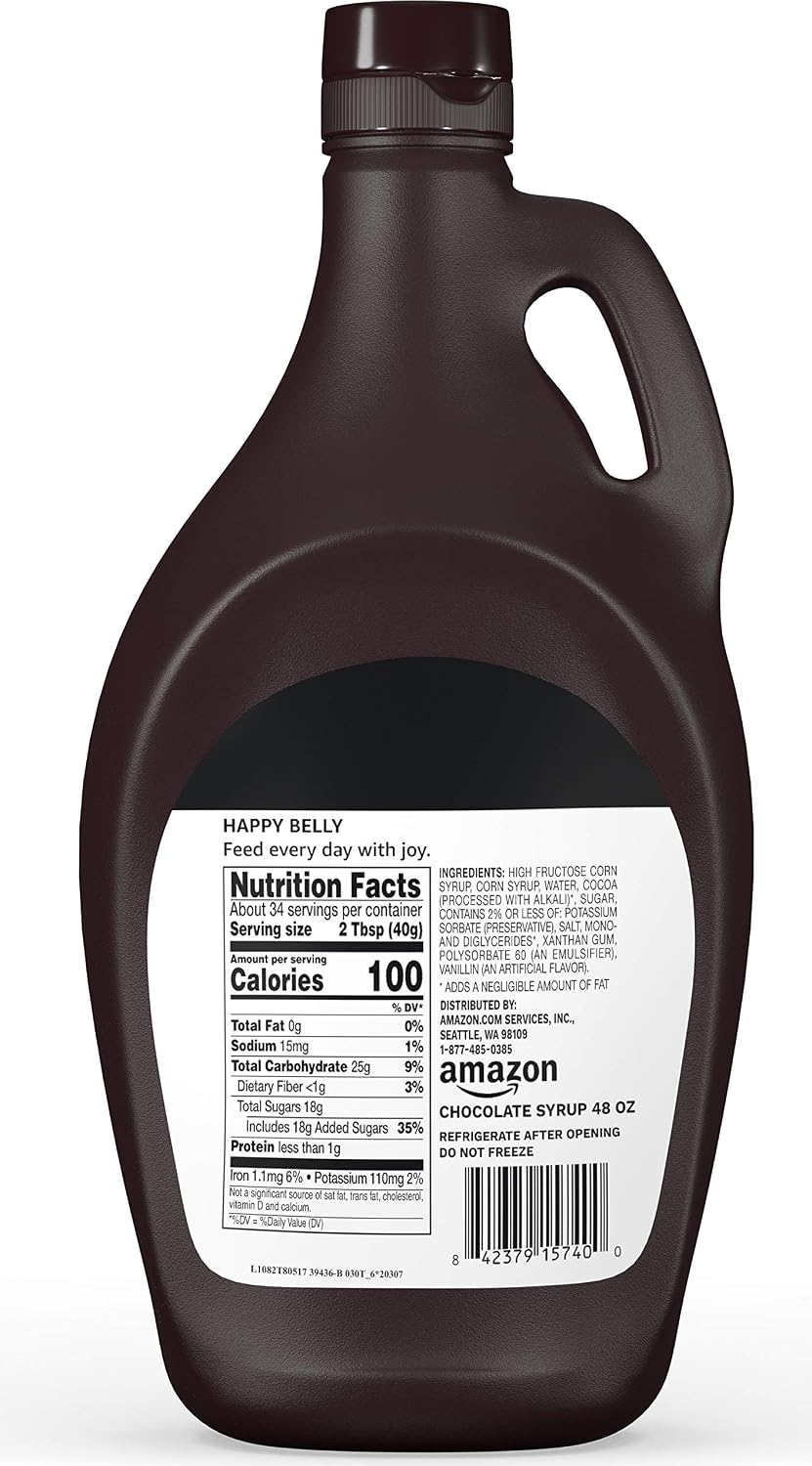 Amazon Brand - Happy Belly Chocolate Syrup, 48 oz (Previously Solimo)