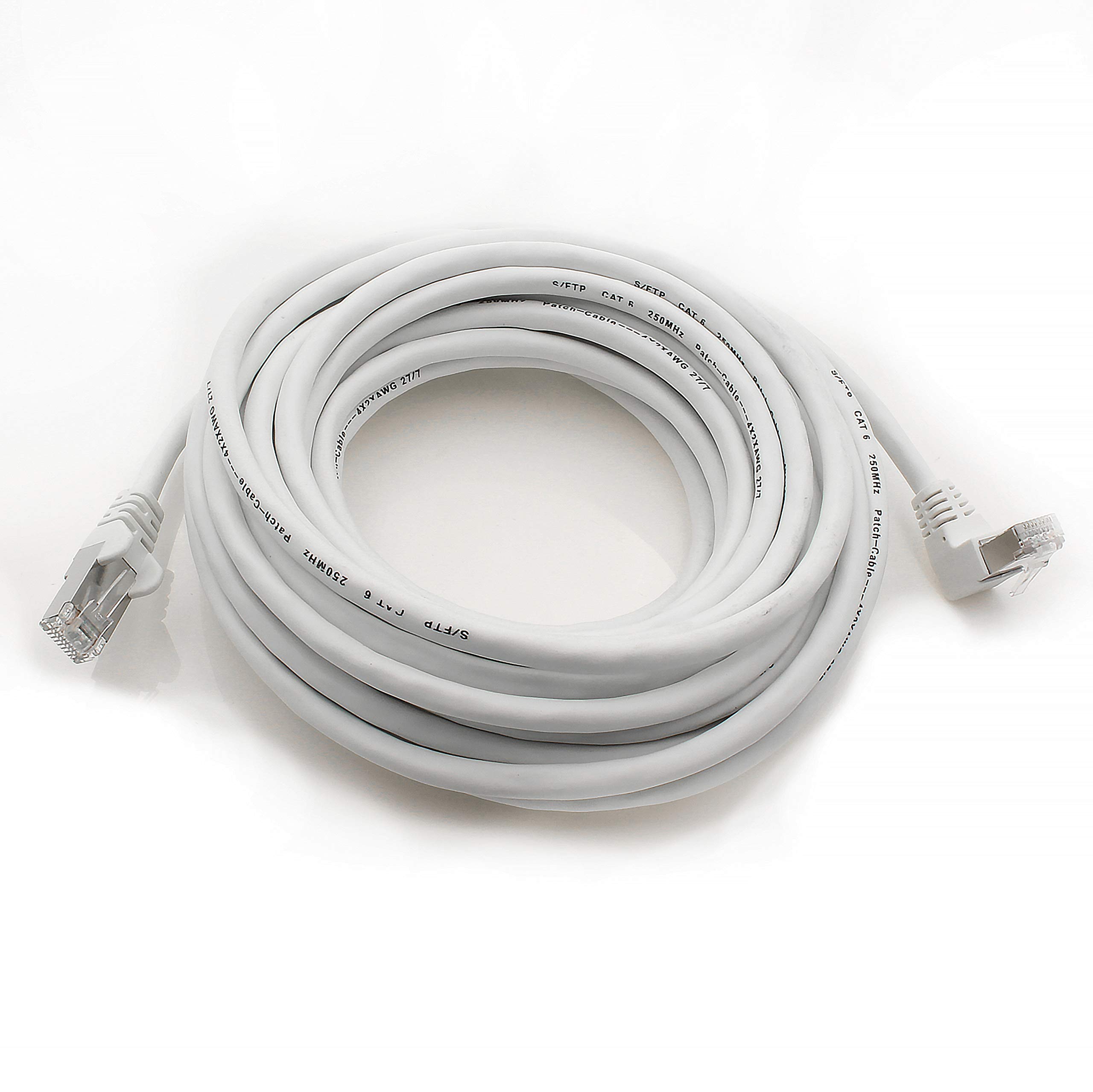 1aTTack.de 366192 Cavo di rete Cat.6 angolo 90 gradi 2m - bianco - 1 pezzo - Cavo patch Cat6 (SFTP PIMF) 1000Mbit/s connettore Rj 45-1 x 2m metro bianco