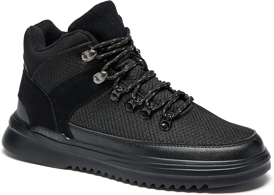 OrthoComfoot Men's Orthopedic Hiking Boots, Water Resistant Outdoor Walking Shoes for Plantar Fasciitis, Light-Weight Casual Sneakers for Ankle and Foot Pain Relief
