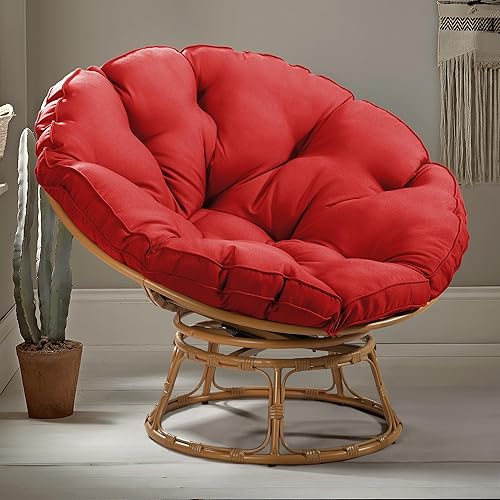 Miniatura 4 de Joyside Papasan Silla con cojín y base giratoria de 360, silla Papasan Lounge Chair con cojín y marco resistente, silla grande con platillo, silla