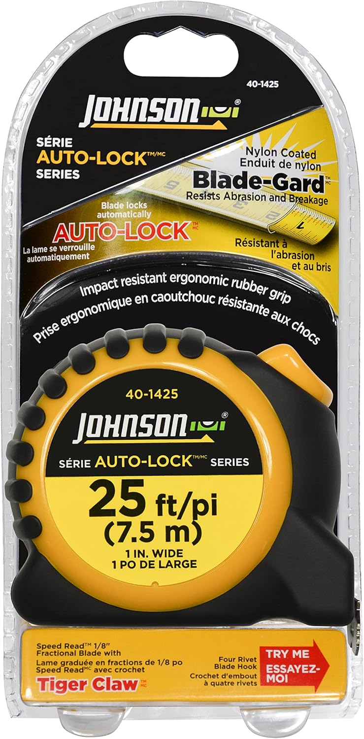 Johnson Level & Tool 40-1425 25' x 1" Auto-Lock™ Inch/Metric Power Tape