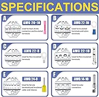 Vista 3 de haisstronica - Juego de herramientas de crimpado - 6 piezas de matrices de crimpado para termorretráctiles, nailon aislado, no aislado, terminal