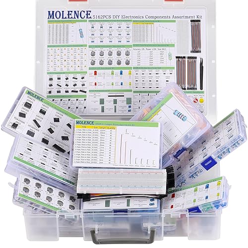 5162pcs DIY Electrónica Componentes Kit Surtido, Resistores, Inductores, Condensadores, LED, Triodo, ICS, Diodos, PCB, Potenciómetro, Cabecera de