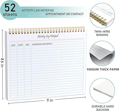 Miniatura 2 de Bloc de notas de registro de actividades, libro de registro de actividades en espiral para trabajo empresarial con lista de verificación,