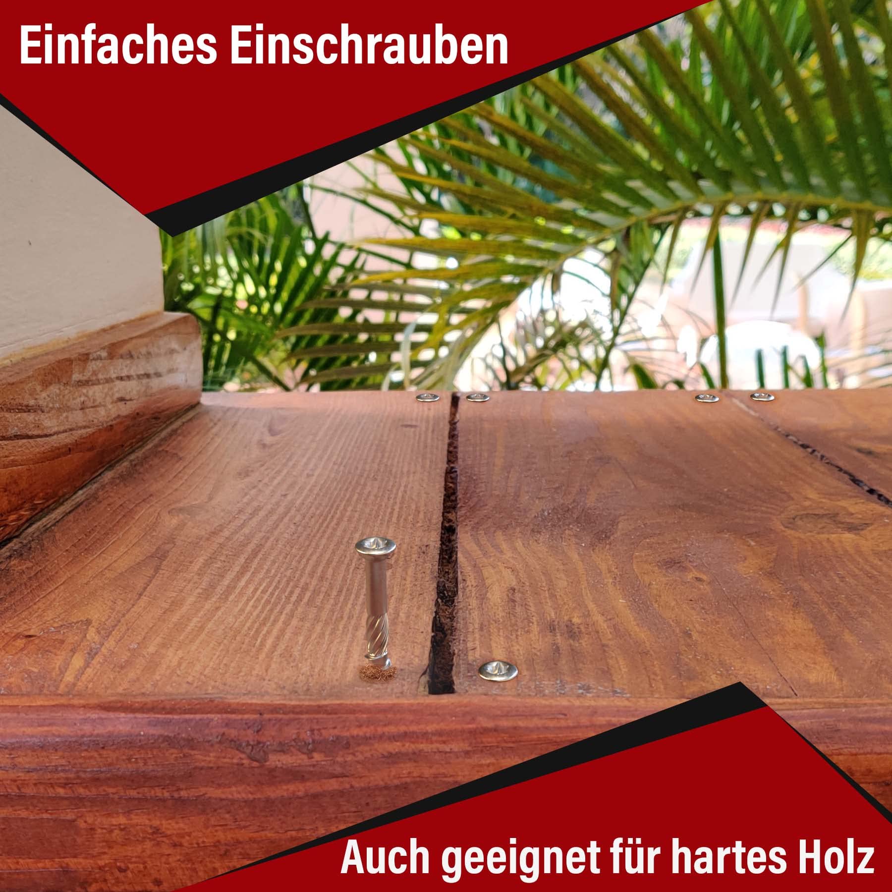Terrassenschrauben 5 x 90 T-INOX - 400 Stück Edelstahl gehärtet C1, Torx 25 inkl. Edelstahl Bit - AISI 410 martensitisch