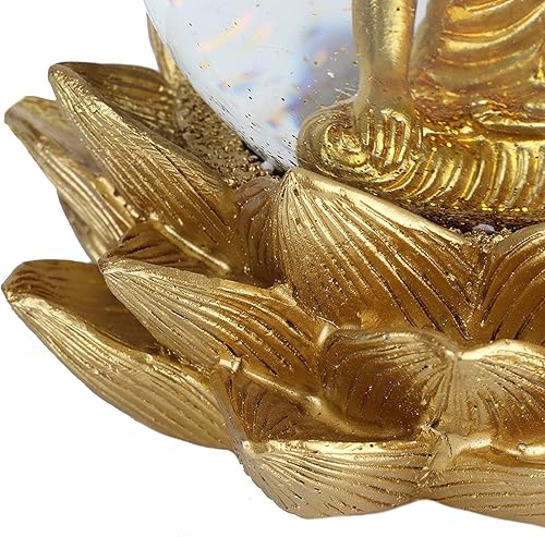 Miniatura 8 de Estatua de Buda de globo de nieve, globo de agua, bola de cristal, adorno de escritorio para decoración de mesa de oficina en el hogar (lirio de