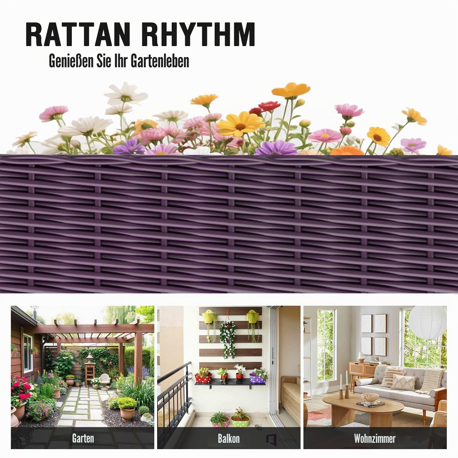 Hochbeet mit Verstärkungsstäben, Erhöhte Pflanzkasten Blumenkasten Hochbeete-kit für Garten/Balkon/Terrasse, 120 x 40 x 50 cm, lila