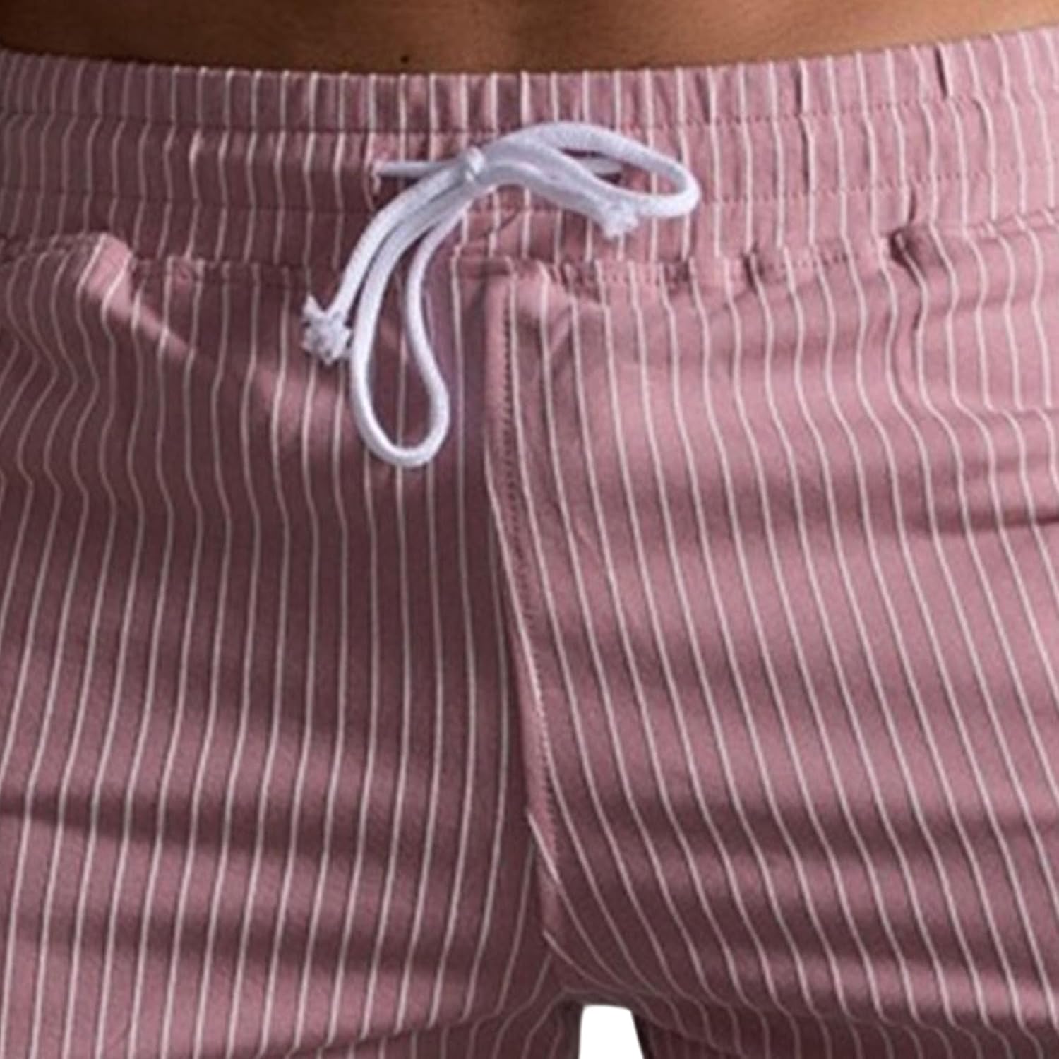 Men's Elastic Waist Vertical Striped Shorts Classic-Fit Summer Striped Flat Front Shorts Workout Gym Fitness Shorts