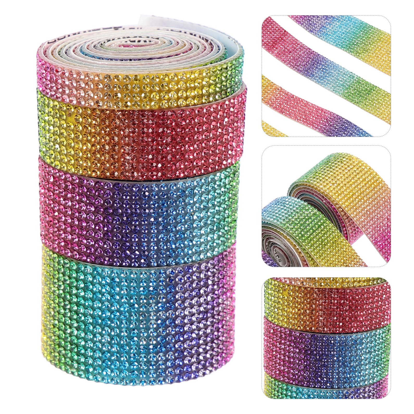 EXCEART 3 Sets Diamantband Für Hochzeiten Strassbesatz Selbstklebendes Diamantband Einfach Zu Dekorieren 8 Farbsortiment 4 Rollen * 3