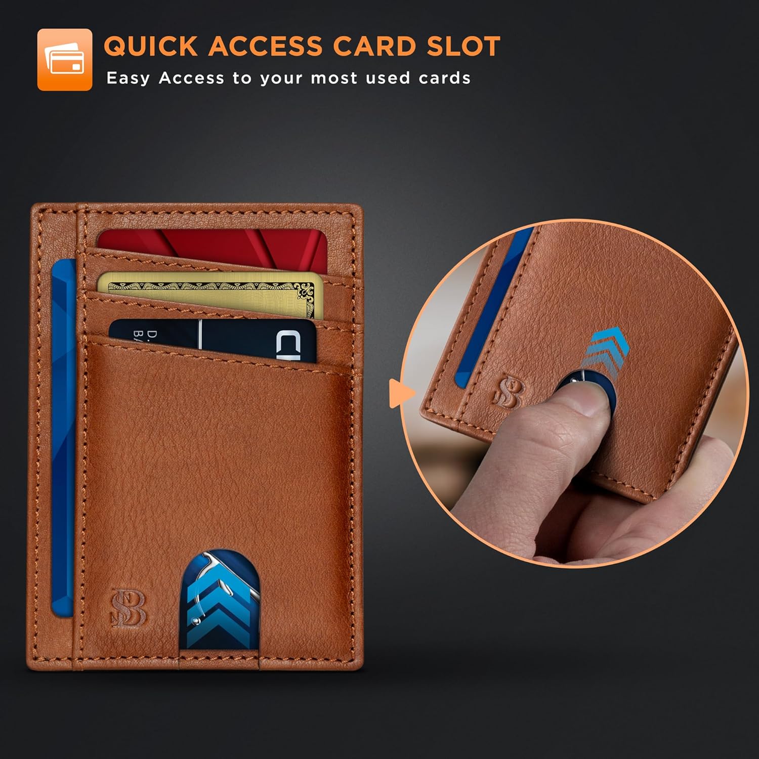 SERMAN BRANDS RFID Blocking Slim Minimalist Mens Front Pocket Wallet. Thin Card Holder. Full Grain Leather Wallets for Men - Image 5