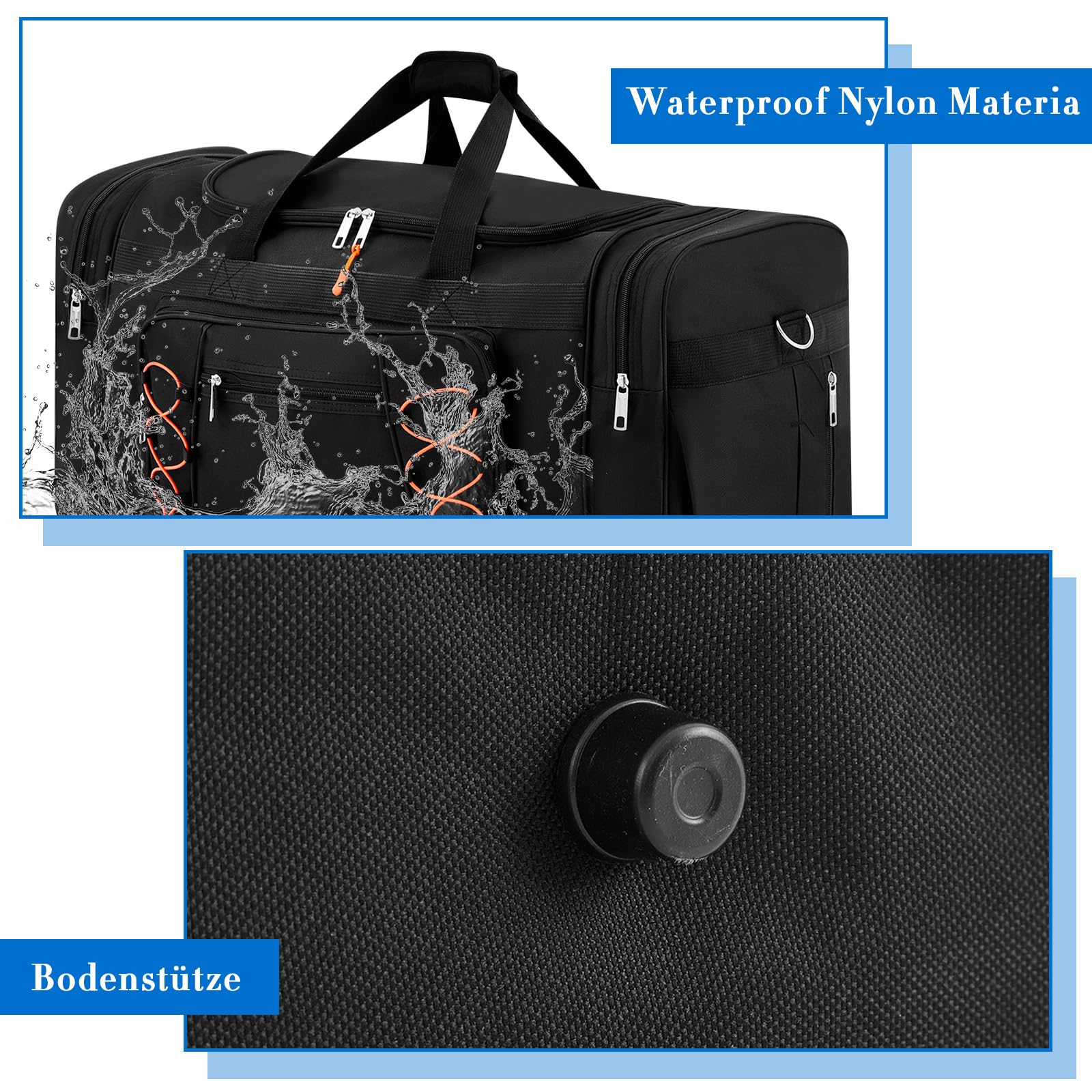Weewooday Set di 4 Borse per Box da Tetto 65 cm 68L Duffel Portapacchi con 4 Cerniere Indicatori di Identificazione Borsa da Viaggio Nera con Scomparto per Scarpe per Box da Tetto Auto(Classico)