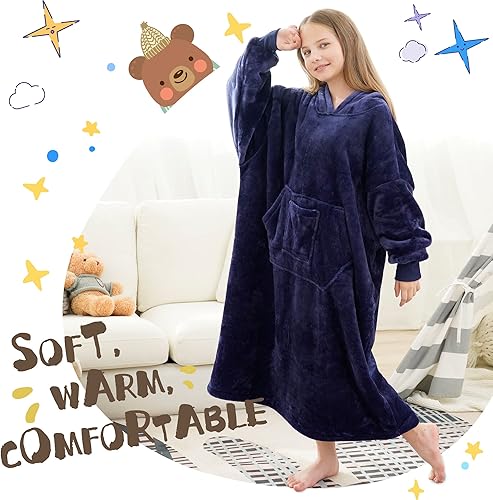 Miniatura 7 de FUSSEDA Sudadera estilo manta de gran tamaño, vellón grueso y cálido, con capucha, bolsillos y mangas, regalo para adultos