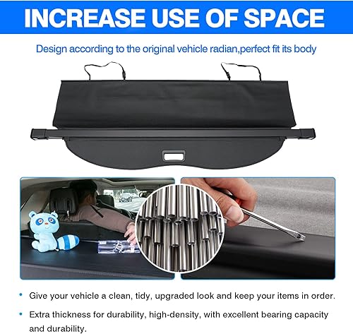 Miniatura 5 de Powerty Cubierta de carga para Toyota Highlander 2014-2018 2019, cubierta de maletero retráctil, cubierta de blindaje de maletero, cubierta de