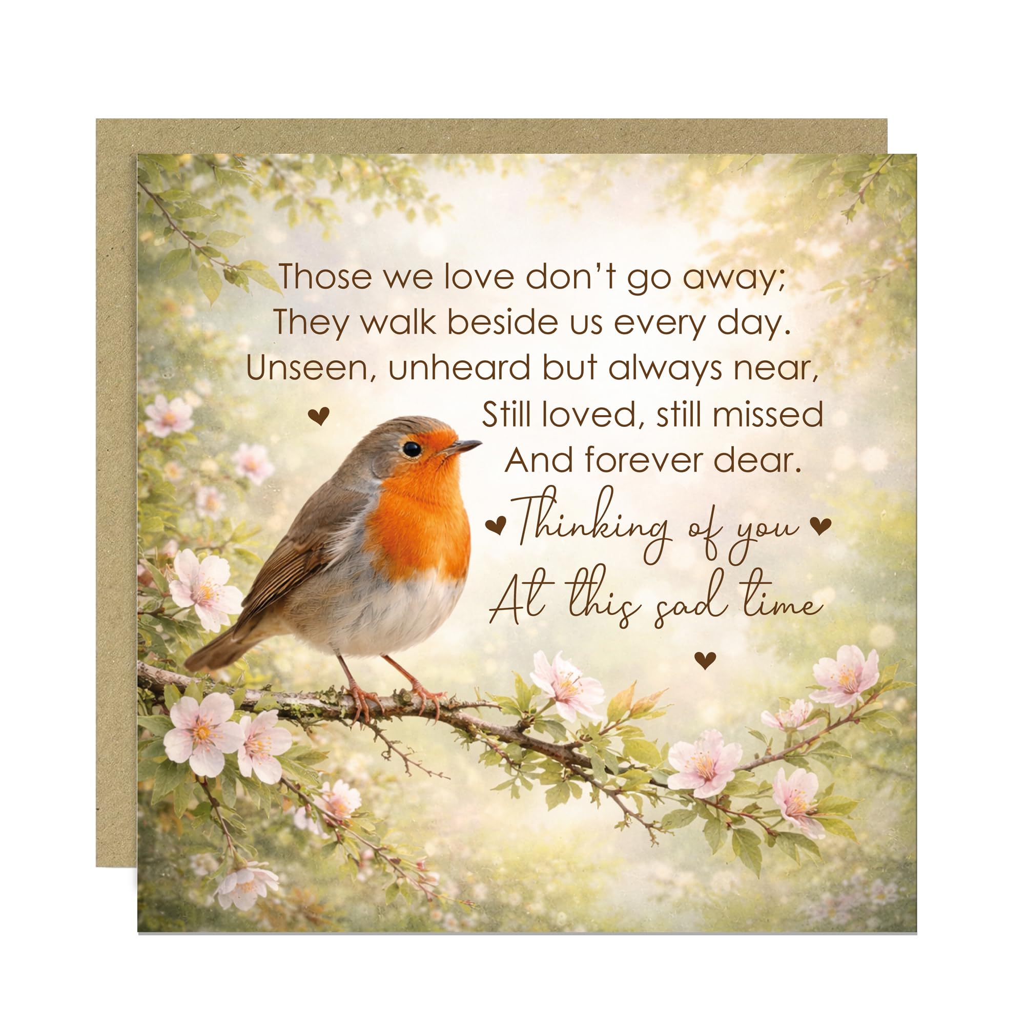 Sympathy Card, Condolence Card, Mourning Bereavement Cards For Adults, Thinking of You, Sorry For Your Loss Greetings Cards 145x145mm With Kraft Envelope (Thinking of You)