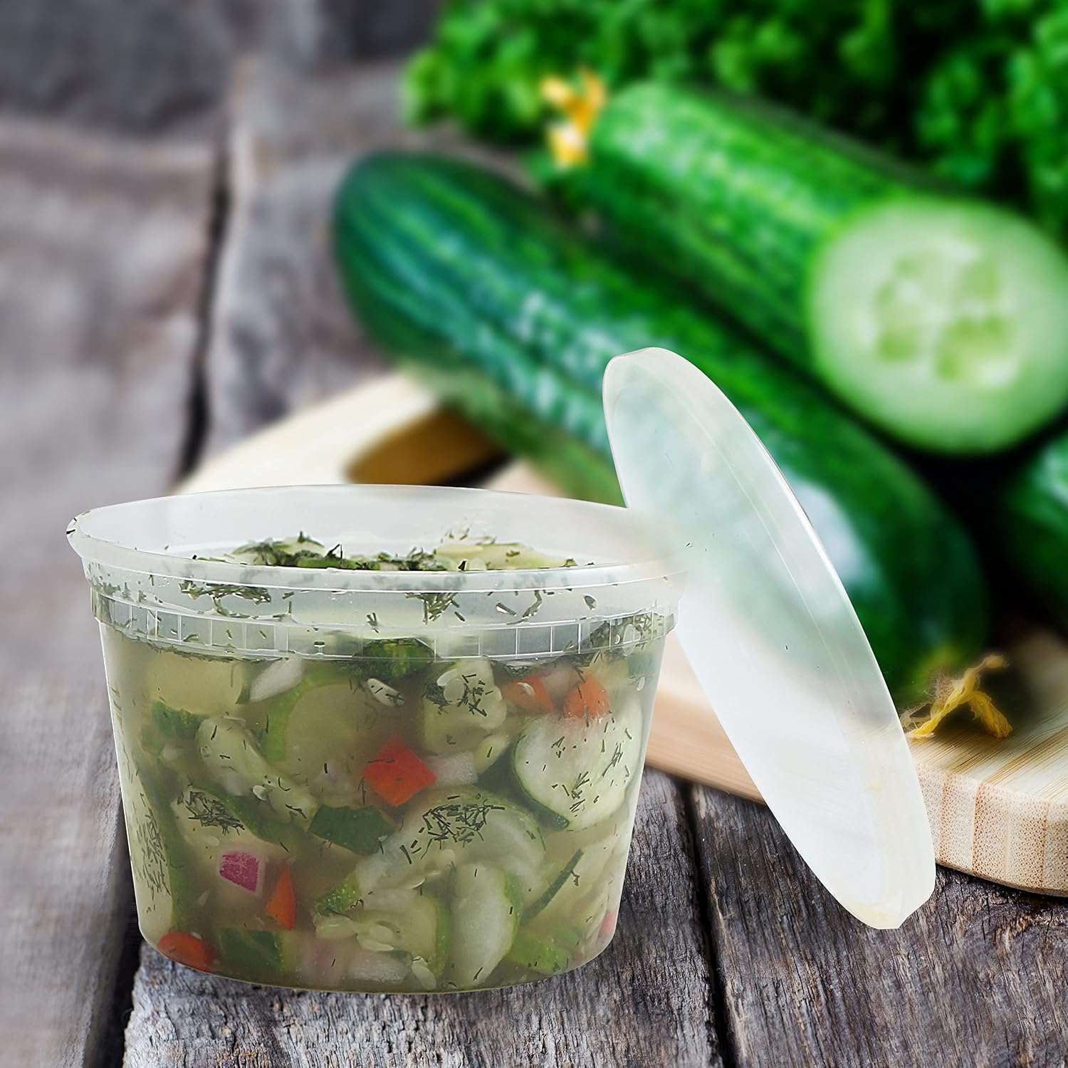 PARTY BARGAINS 16 oz. Deli Containers with Lids - [24 Count] Round Clear Food Storage Plastic Containers, Microwavable, BPA-Free, Leak-proof Takeout Container for Meal Prep…