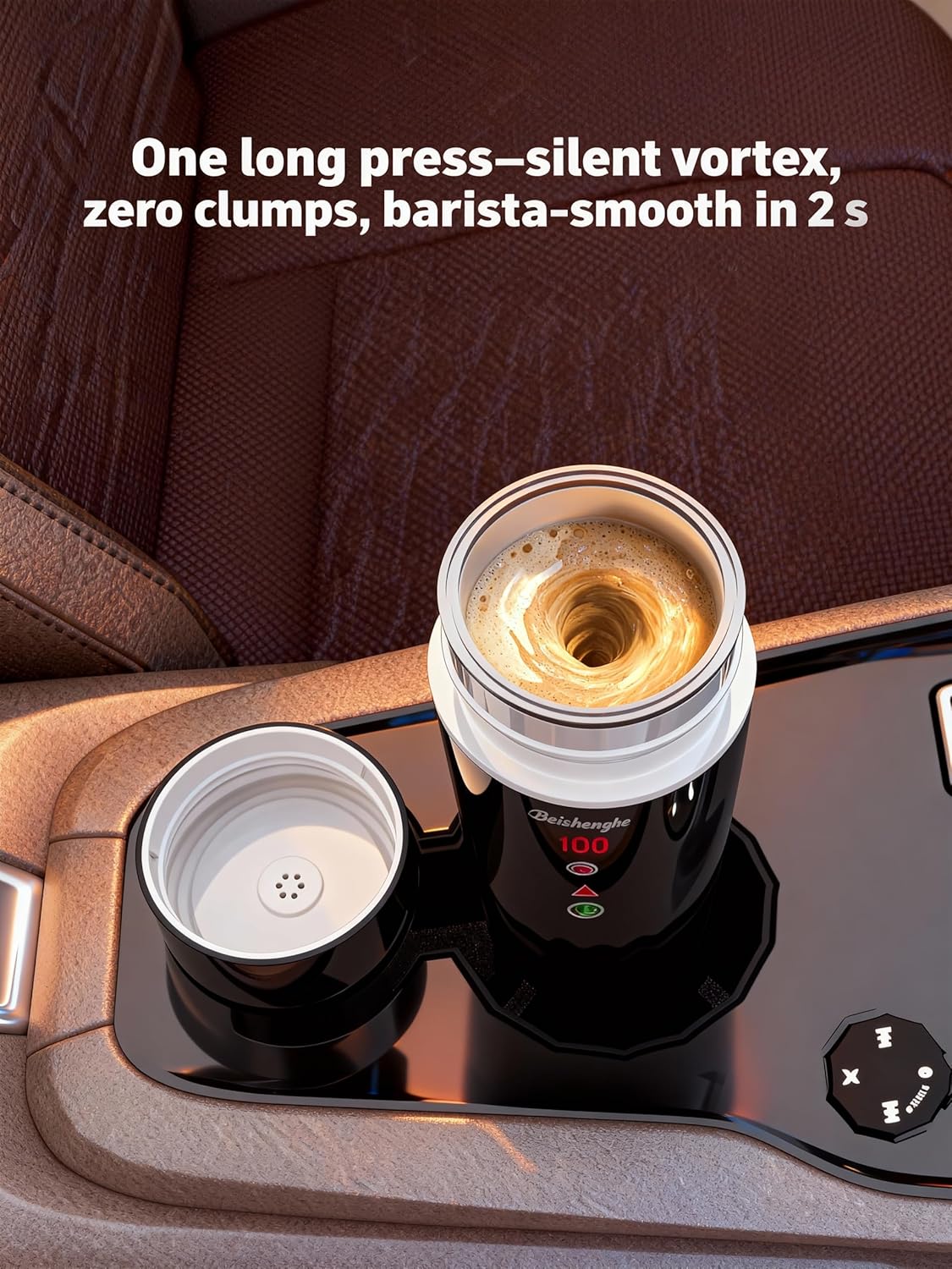 Car Electric Kettle | LED Car Coffee Maker | 12V/24V Car Kettle | 14.2 oz Auto Stir | | IPX7, BPA-Free, Keep-warm 104-194°F, 20-min Boil | Fahrenheit (°F) Display