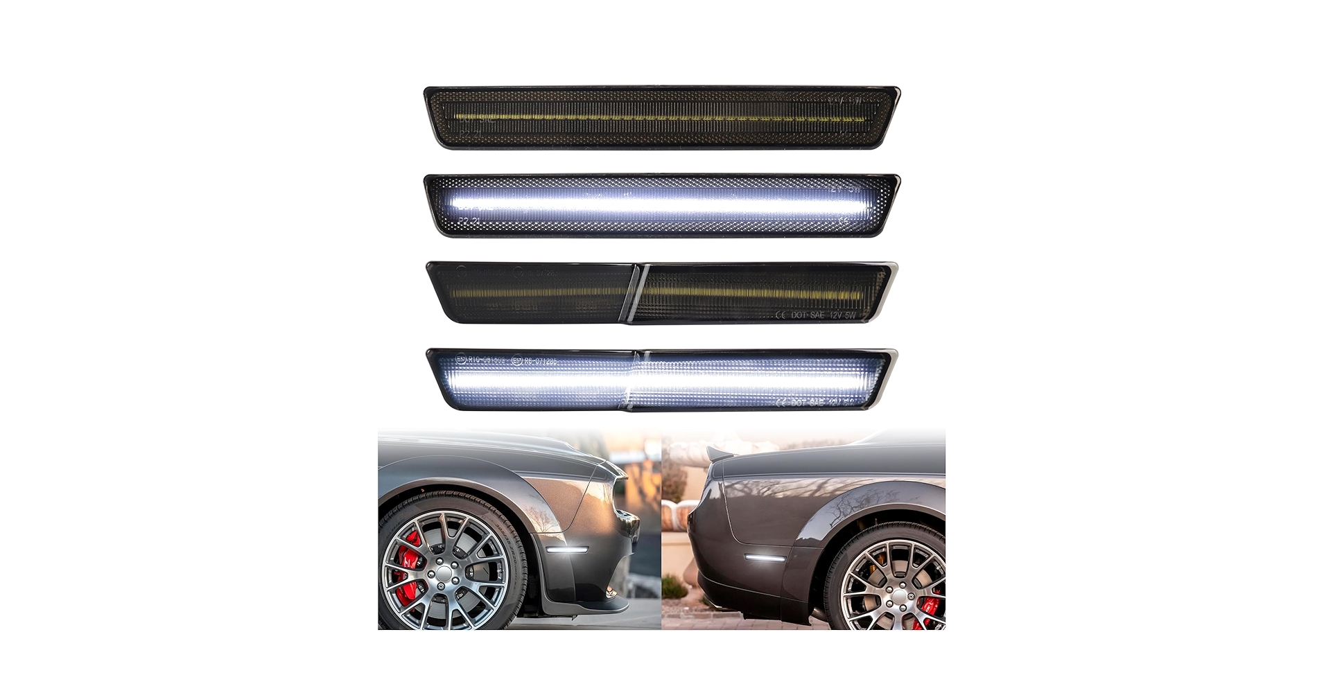 た*ま様 CHALLENGER LEDライト LED Bumper Side Marker Light For 2018-2022 Dodge Challenger