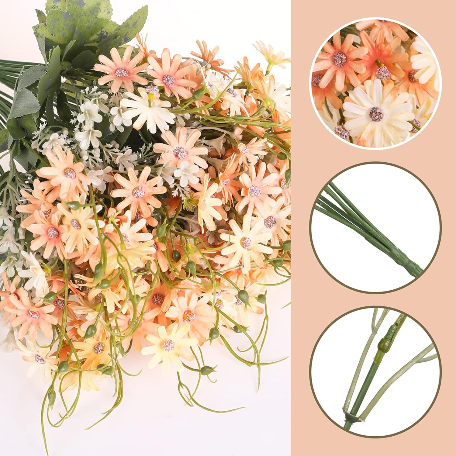 Artificial Flowers Wildflowers Silk Daisy Spring Fake Daisies Decoration Summer UV Resistant Colorful Mixed Bundles Faux Greenery Outdoor Plant Stem Filler for Home Decor Indoor Floral Arrangements - Image 2