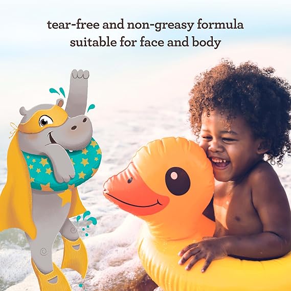 Aveeno Kids Continuous Protection Zinc Oxide Broad Spectrum Sunscreen Lotion for Kids Sensitive Skin. SPF 50 Oxybenzone Free Sunscreen, Tear- and Sweat-Free and Water-Resistant, Non-Greasy, 3 Fl Oz