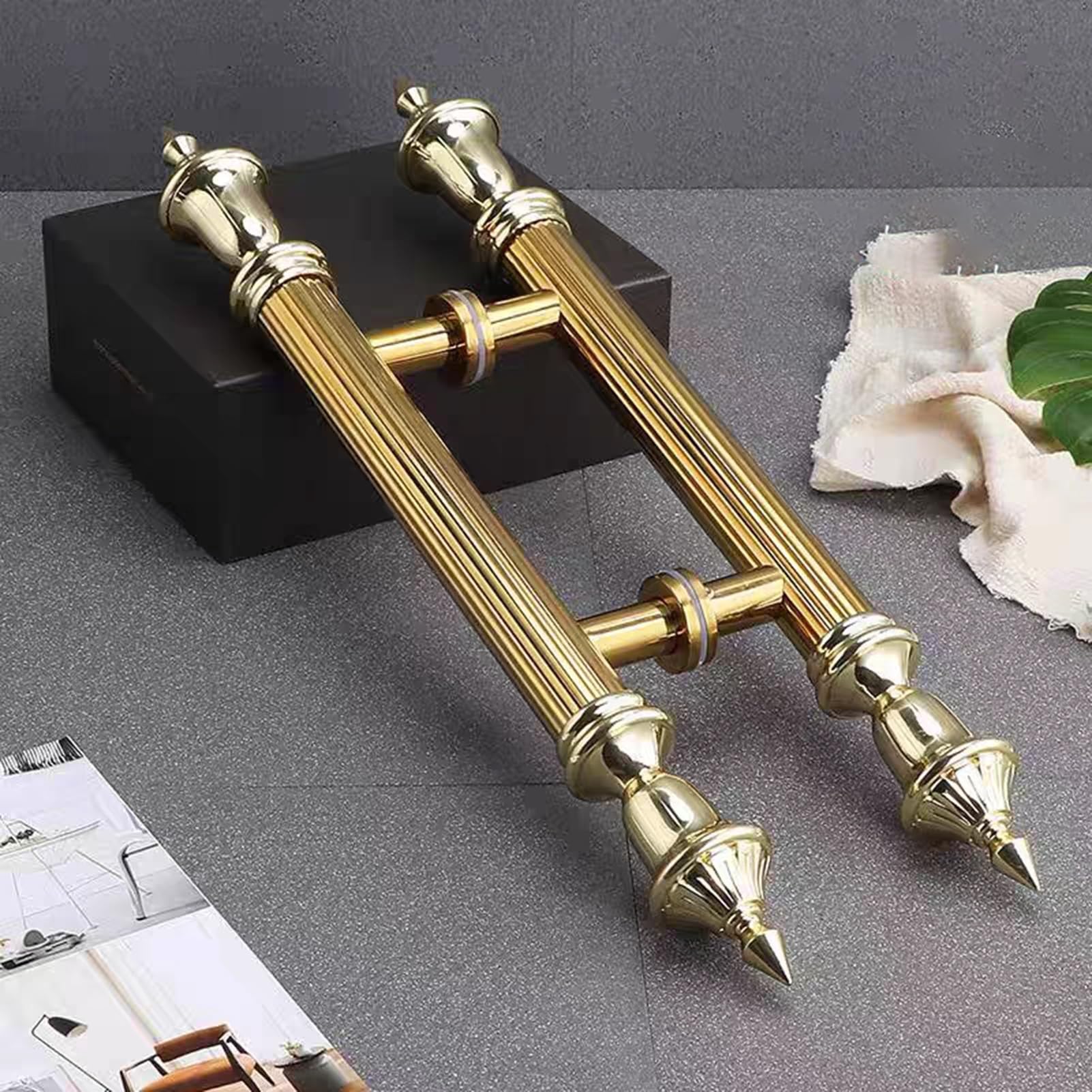 MXXQRHF Gold Double Sided Push Pull Door Handles 1.5" Tube Diameter for French Doors - Perfect for Coffee Shops, Clothing Stores, and Flower Shops - 120cm (47.25") Sliding Hardware