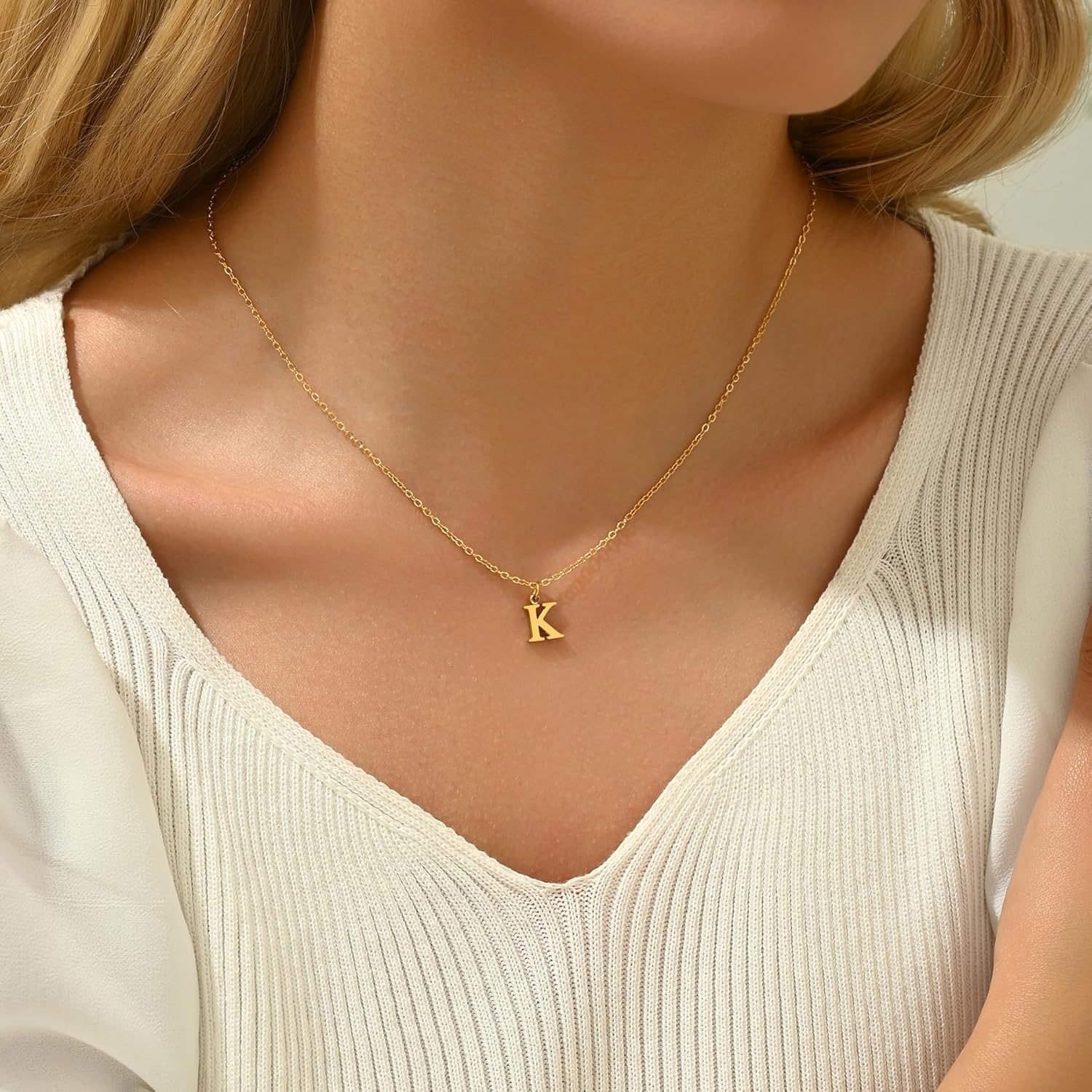 Dainty Gold Initial Necklaces for Women 18K Gold Plated Tiny Personalized Monogram Name Letter Necklace Trendy Jewelry A-Z Christmas Gifts - Image 3