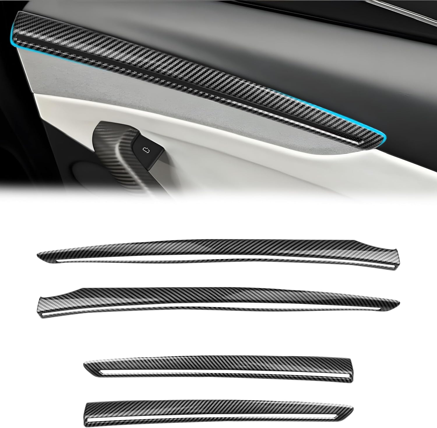 Front & Rear Door Panel Trim Cover Compatible with Tes-la Model Y 2025 2026 Refreshed Juniper, [Matte White] Door Inner Armrest Panel Cover Decorative Accessories, 4 PCS