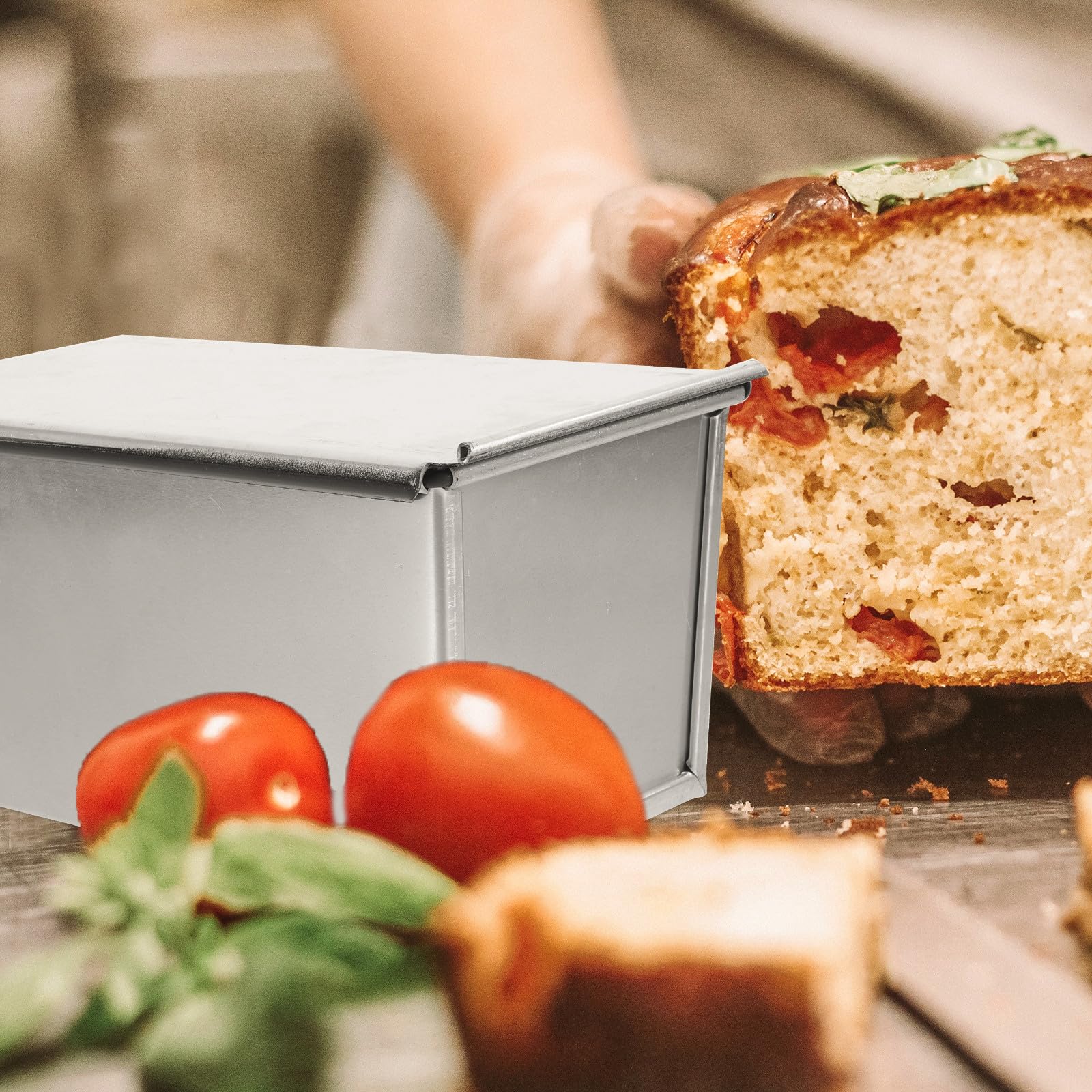 Aluminium Antihaft Brotform mit Deckel Metall Toast Kastenform Große Backform für Toastbrot und Laib Gleichmäßige Wärmeleitung für Familien und Bäckerei