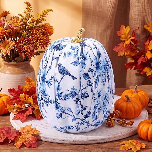 RattanView 1 Pcs Jumbo Fall Chinoiserie Pumpkin Foam Fabric Mantel