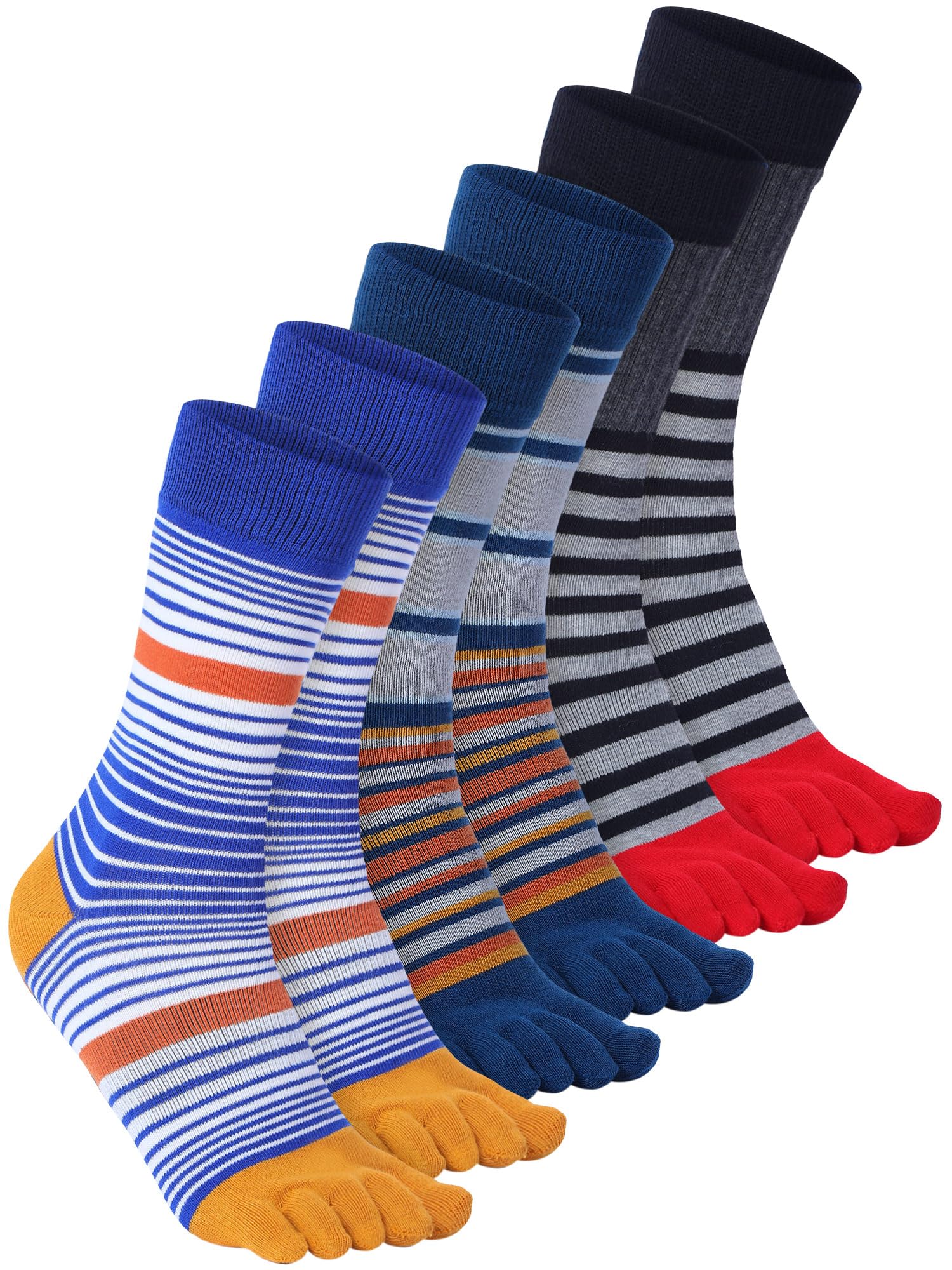 Fourluoo 3/6 Pairs Cotton Toe Socks for Women Men