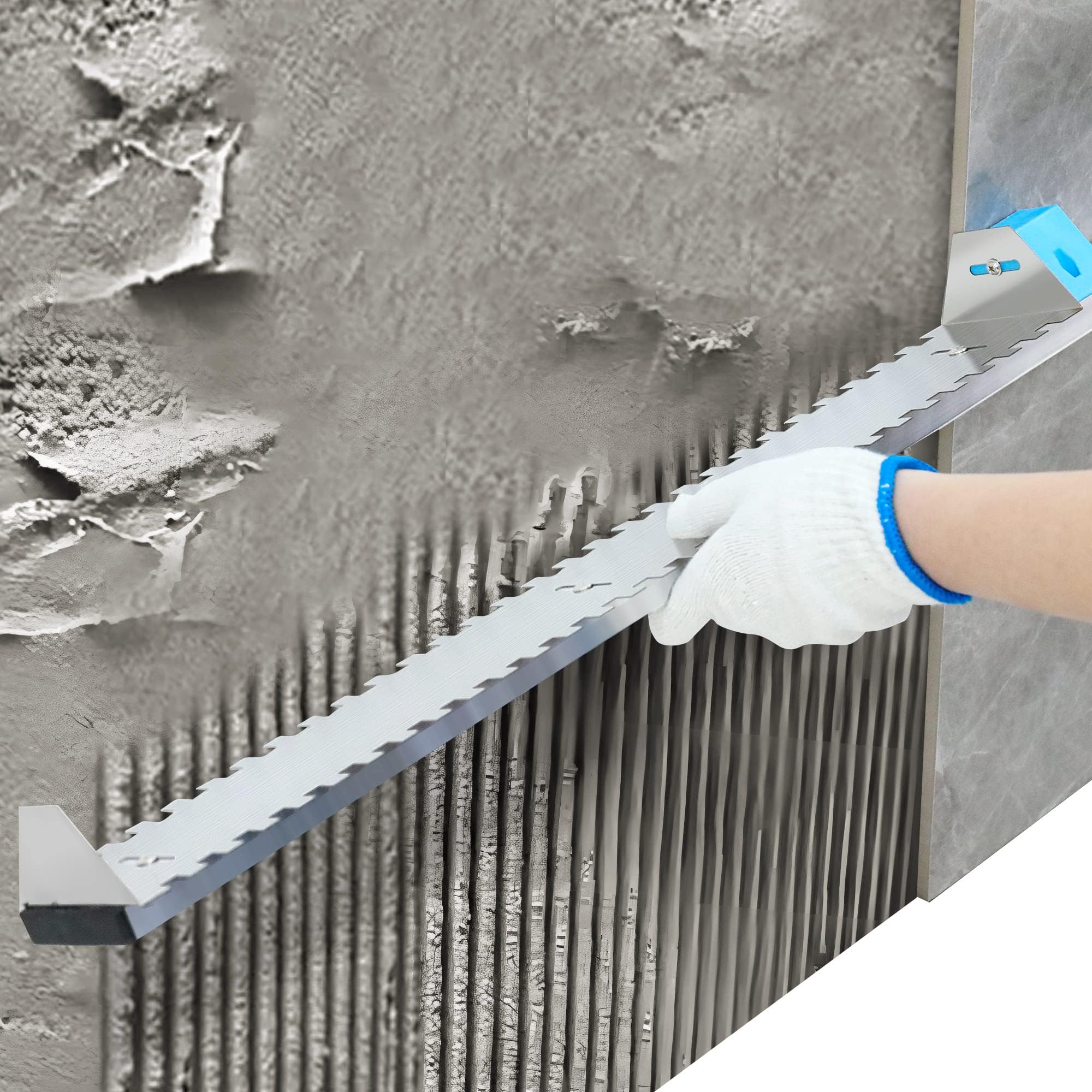 Tile Tools Wall Tile Leveling Tool Wall Tile Trowel 2/5" x 2/5" Square Notch Trowel 24in, Perfect for Large Wall Tiles Tiling Masonry Hand Trowel